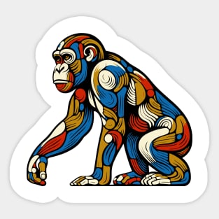 Pop art monkey illustration. cubism illustration of monkey Sticker